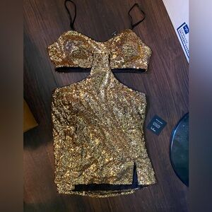 Lulus gold sequin cocktail party dress